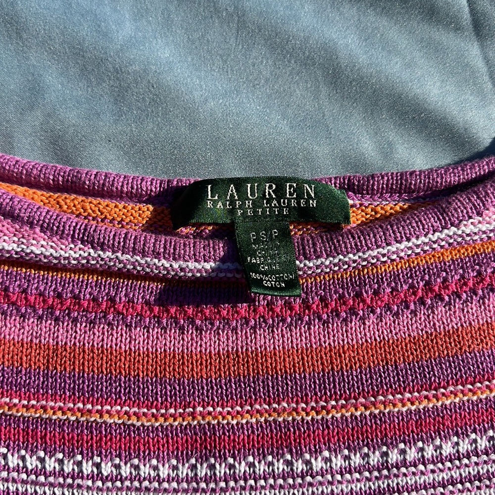 Lauren Ralph Lauren 3/4 sleeve multi knit multi color sweater purple, pink S/P - Picture 4 of 7